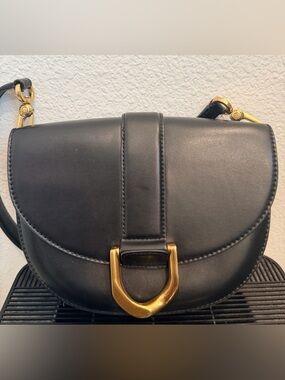 Charles & Keith Black Shoulder Bag with Gold Hardware
